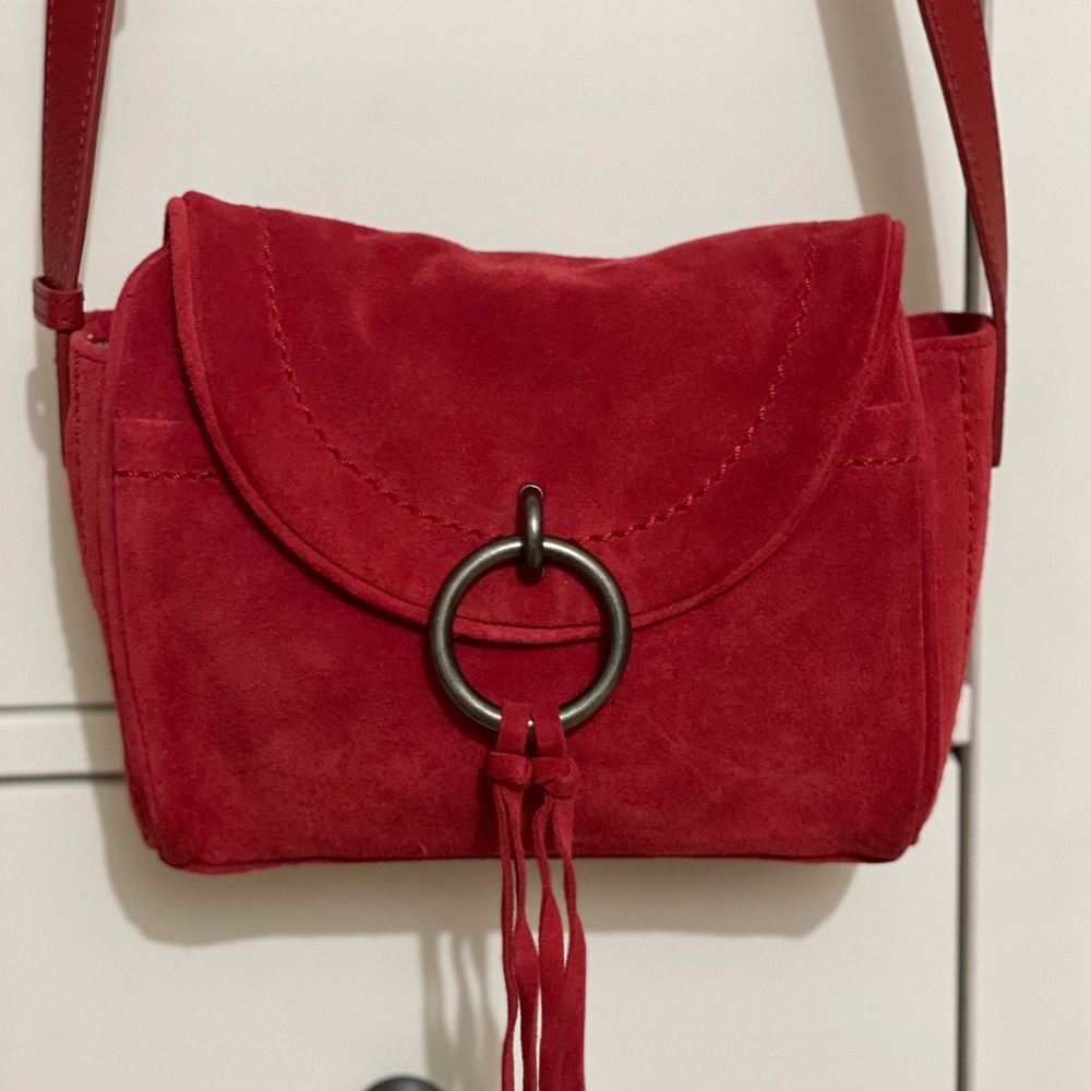 Lucky Brand - Suede Leather Red Small Crossbody - Picture 6 of 15